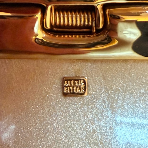 Alexis Bittar Teal Lucite and 14k Gold Plated Hinged Cuff Bracelet and Dustbag - Picture 9 of 14